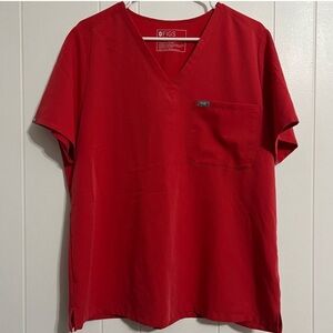 Figs Catarina Red Scrub Top Size XL